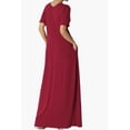 thumbnail image 4 of TheMogan Robe Maxi Surdimensionnée en Jersey Doux pour Femmes, Col en V, Manches Courtes avec Poche, 4 of 6