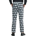 thumbnail image 3 of INSPIRE CHIC Men's Pants Diamond Plaid Flat Front Straight Leg Trousers 32 Gray Black, 3 of 6