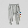 thumbnail image 2 of Odeerbi Kids Boys Jogger Pants Dinosaur Cotton Sweatpant 1-8 Years Children's Sports Pants Pleated Waist Cute Dinosaur Pattern Pants Gray, 2 of 6