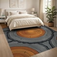thumbnail image 3 of ODIKA 8'x10' Washable Area Rug Wood Grain Rustic Nature With Earthy Annual Rings Tree Stump Refined Structured for Living Room, Under Sectional, Family , Durable, Non-Slip, 3 of 7