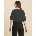 thumbnail image 7 of Moomaya Womens Solid Top, Round Neck Ruffled Bell Sleeves Casual Summer Top, 7 of 7