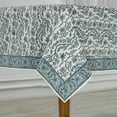 thumbnail image 2 of Ridhi -Baby Blue Eyes Artichoke Green 60x90 Inch rectangle 100% Cotton indian block print tablecloth, 2 of 7