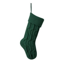 JeashCHAT Christmas Stockings, 18 Inches Large Size Knitted Wool Xmas Hanging Stockings, Candy Bag Gift Bag Stocking for Mantel Christmas Tree Family Holiday Decor, Green