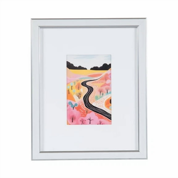 8X10 Matted For 4X6 White/Silver Decorative Tabletop Picture Frame