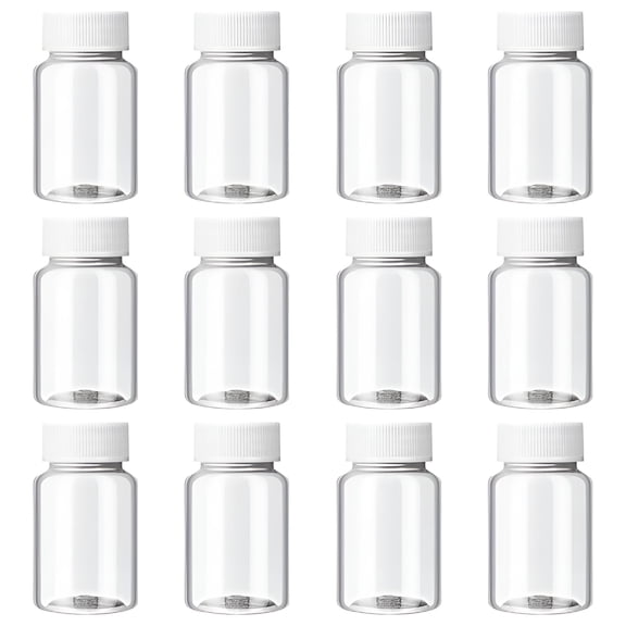 ACDANC 12 Mini Clear Plastic Juice Bottles with Caps - Smoothie Containers