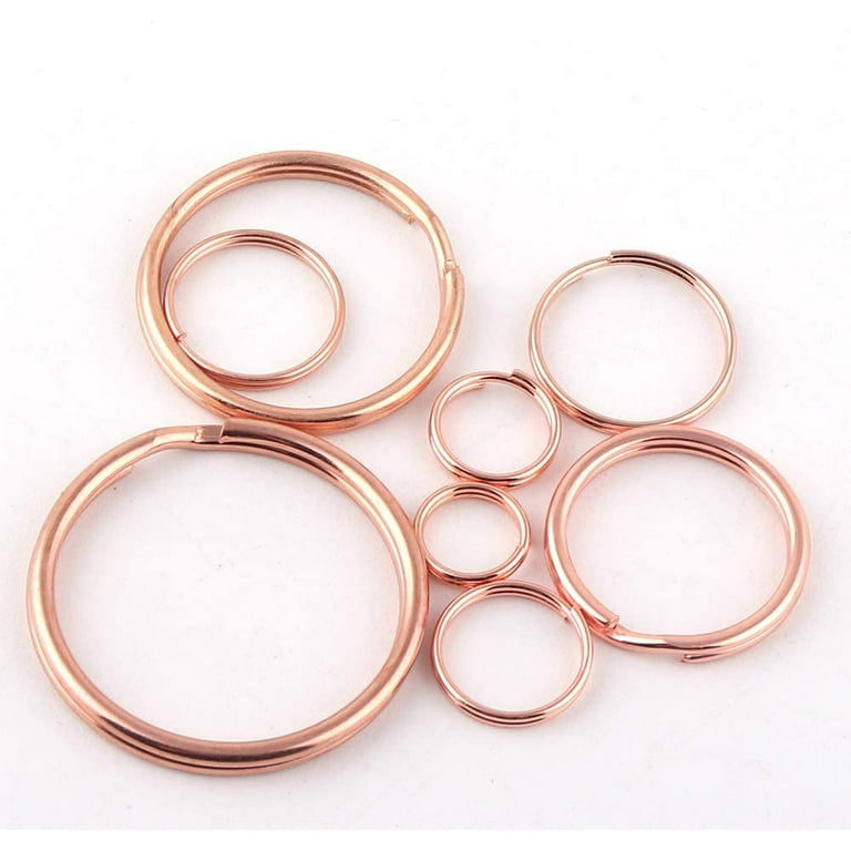 Rose Gold Round Split Key Rings Key Chain Charm Clasp Supplies,Small Jump O  Rings Loop Metal Key Ring Pendant,Key Fob Hardware (12mm,100pcs)
