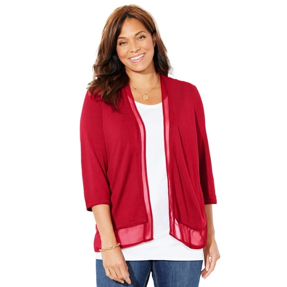 Catherines Women's Plus Size Mixed Media Cardigan