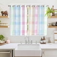 thumbnail image 2 of Blue Pink Plaid Kitchen Curtains 72 Inch Length, Pastel Green White Buffalo Patchwork Grommet Top Bedroom Living Room Curtains, Light Filtering Cafe Curtain Drapes 2 Panels Set 104''x72'', 2 of 9