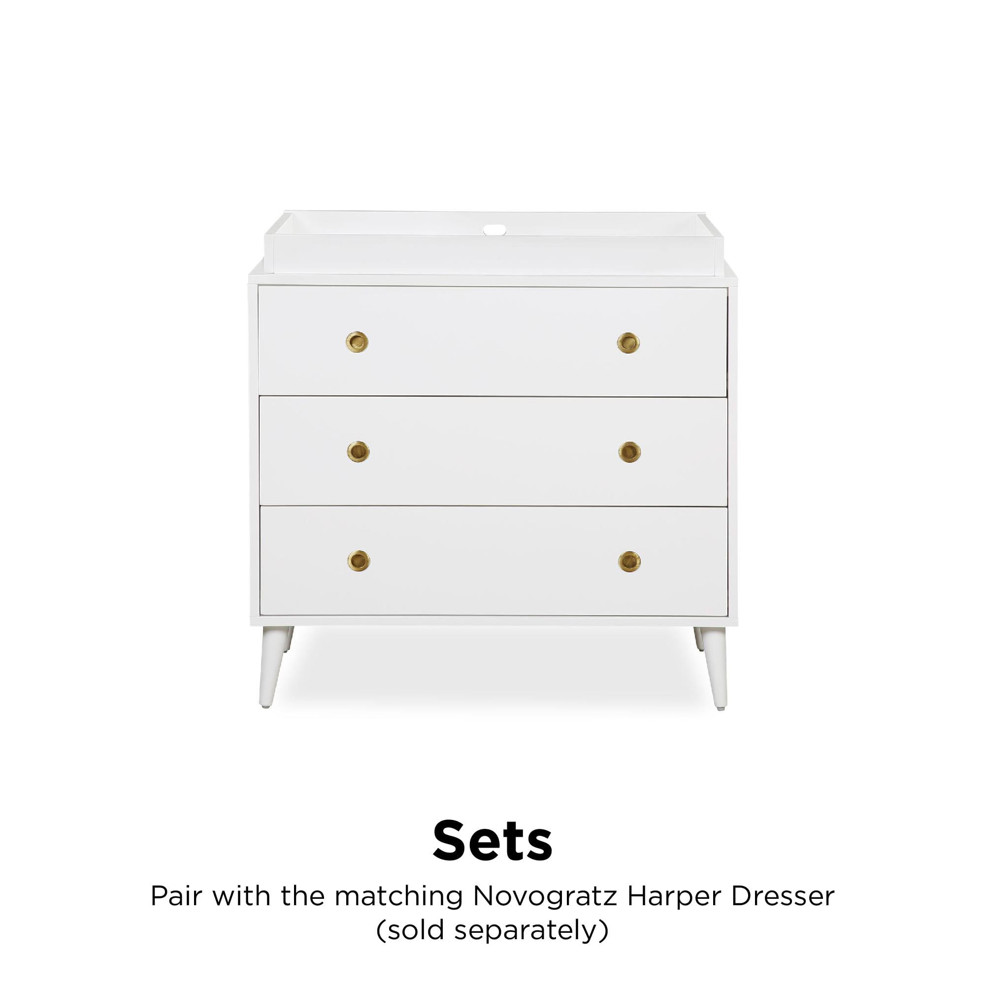 White Novogratz Harper Baby Changing Table Dresser Topper 