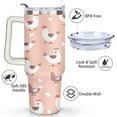 thumbnail image 3 of Hen Pink 40 Oz Tumbler with Handle Lid and Straw, Stainless Steel Double Walled Vacuum Insulated Cup, Cute Anniversary Wedding Birthday Gifts Tumbler for Women Men Friends Outdoor Indoor, 3 of 7