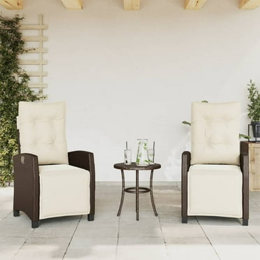 vidaXL Reclining Patio Chairs 2 pcs with Footrest Brown Poly Rattan