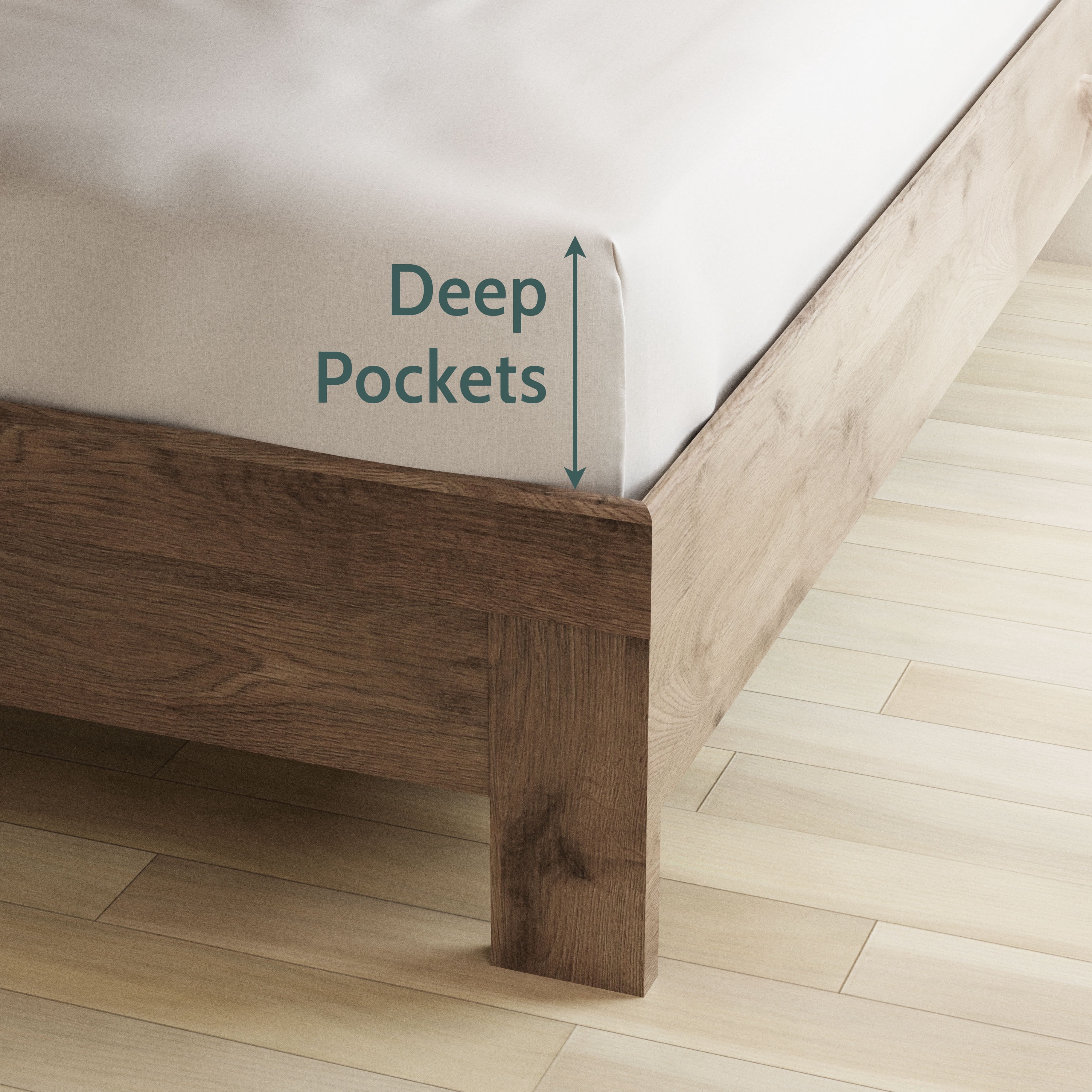 Seed & Stone Recycled Cotton Percale Bed Sheet Set, Soft, with Deep Pockets, Queen, White, 4-Piece