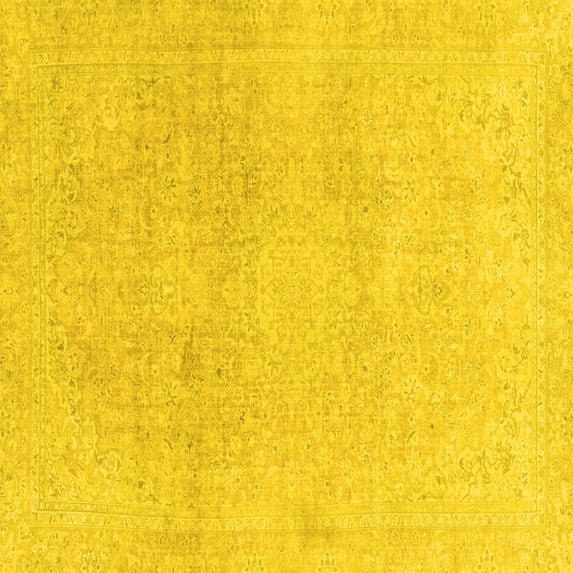 Ahgly Company Indoor Square Abstract Yellow Modern Area Rugs, 5' Square