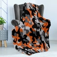 thumbnail image 4 of Camo Soft Flannel Fleece Throw Blanket, Vibrant Camouflage Lattice Like Service Theme Modern Design Print, Cozy Plush for Indoor and Outdoor Use, 50" x 70", Orange Grey Black, by Ambesonne, 4 of 5
