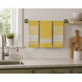 thumbnail image 2 of Serafina Home Striped Checkered Box Kitchen Hand Towels: Set of Three (3) 100% Cotton Woven Dish Towels 18" x 28" Yellow White, 2 of 9