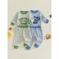 thumbnail image 3 of Loicainy Infant Baby Boy Fall Clothes Set 3 6 12 18 Months Waffle Letter Embroidery Long Sleeve Romper and Pants Outfits, 3 of 9