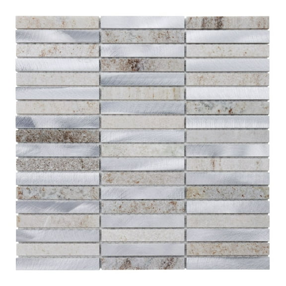Modket TDH284AL Aluminum Gray Quartzite Stone Marble Stacked Mosaic Tile Kitchen Wall Backsplash