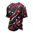 thumbnail image 2 of CIENVNSTG Mens 4th of July 1776 USA Flag Print Crew Neck T Shirt Short Sleeve Patriotic Distressed Design Lightweight Casual Fit for Independence Day Holiday Celebrations Black L, 2 of 5