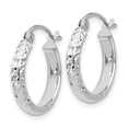 thumbnail image 2 of 14K White Gold Diamond-cut 2.8x15mm Hollow Hoop Earrings 14k White Gold Earrings, 2 of 4