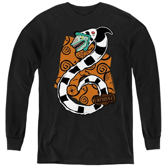 Beetlejuice Worm Kids Long Sleeve T Shirt (X-Large) for Youth Boys and Girls, Black