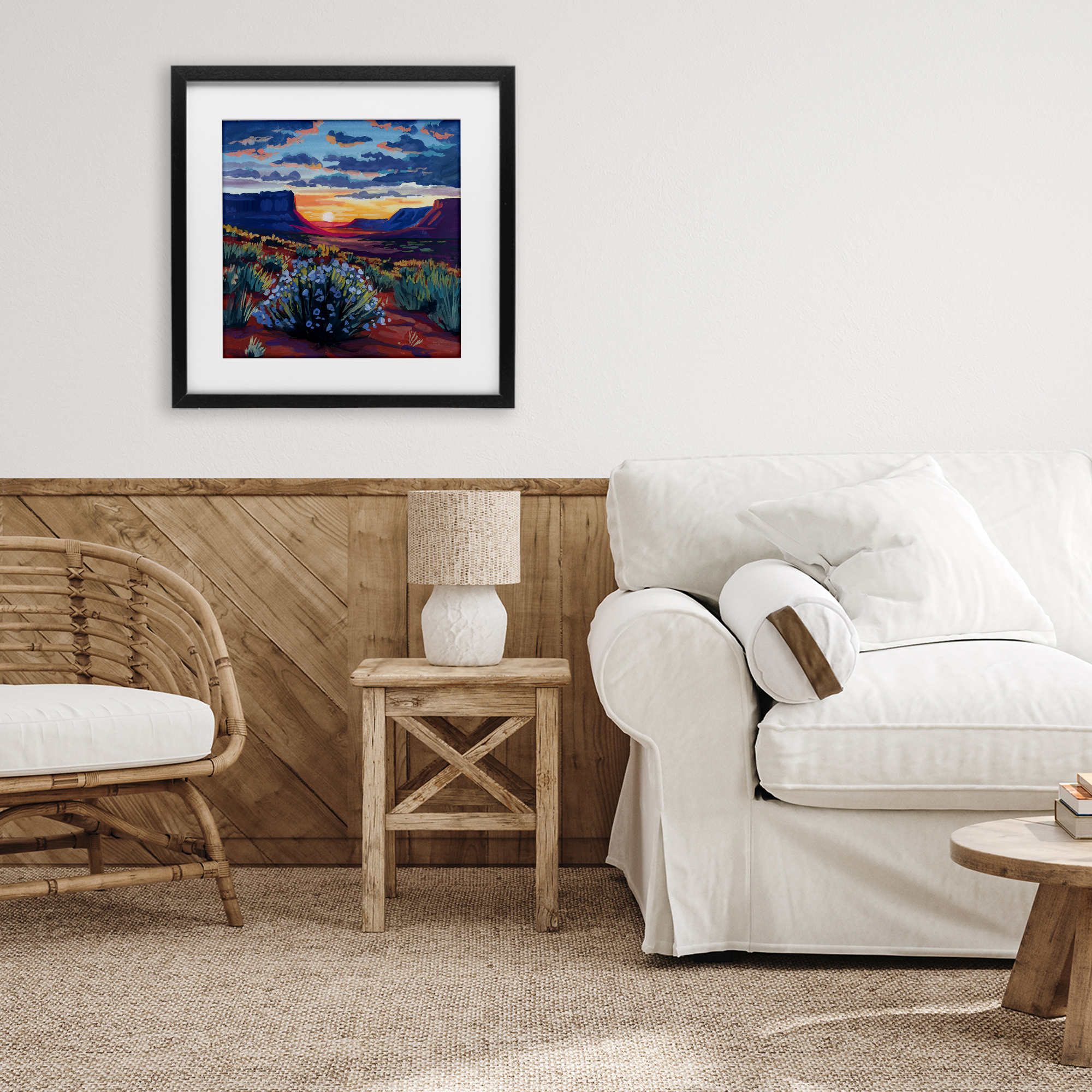 Stupell Industries Desert Sunset on Blooming Bush Black Framed Print Under Glass, design by Kate Jarvik Birch