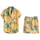 thumbnail image 1 of Conjunto casual de blusa y pantalones de playa de manga corta con estampado de botones para hombre Pompotops  oipoqjl35418, 1 of 3