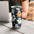 thumbnail image 4 of 20oz Tumblers Dark Halloween Ghosts Pumpkins and Stars Stainless Steel Vacuum Insulated Double Wall Travel Tumbler Cups Mug with Lid and Straw,Cleaning Brush for Cold & Hot Drinks, 4 of 7