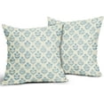 thumbnail image 2 of Light Blue Floral Pillow Covers 20x20 Inch Set of 2, Vintage Flower Block Print Pattern Decorative Throw Pillowcases Outdoor Farmhouse Cushion Covers Spring Summer Rustic Sofa Couch Bed Decor, 2 of 5