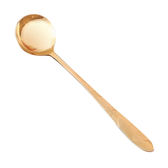 shyuyusa Daily Home Western Food Pure Copper Long Handle Pattern Spoon Soup Ladle Durable Kitchen Tableware