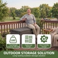 thumbnail image 6 of Dextrus 134 Gallon Large Resin Deck Box, Dark Brown Waterproof Outdoor Storage Box, Lockable Patio Container with 2-Person Bench Seating for Cushions, Garden Tools and Pool Accessories, 6 of 7