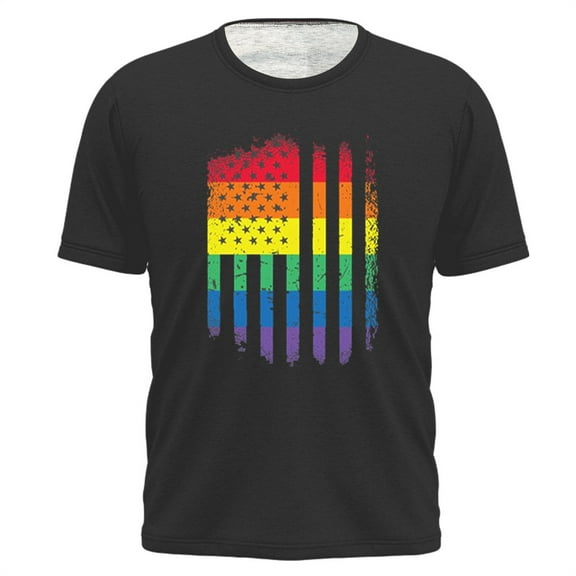 IROINNID Men's Casual Colourful Flag Printed Short Sleeve Pullover T-Shirt