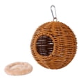 thumbnail image 4 of Nido colgante de ratán sintético para pájaros, hamaca, cabaña de regalo, casa de loro tejida a mano con cojín para arrendajos azules, pájaros pequeños Caqui de un solo agujero, 4 of 8
