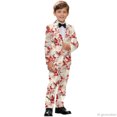 thumbnail image 4 of Whosucclay Cherry Blossom Cardinal Dual Front Pockets Formal Suits, 2 Piece Boys Suit Button & Zipper Closure Polyester Boys Suit Outfit for Wedding Ceremony, 4 of 10