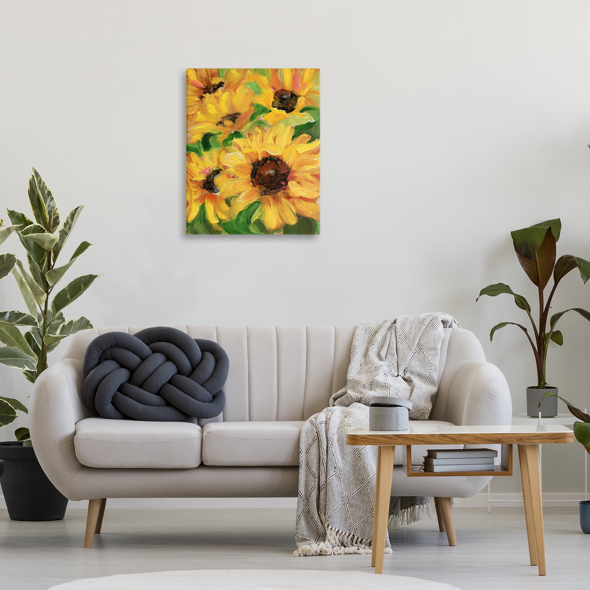 Stupell Industries Bright Sunny Sunflowers Botanical & Floral Painting Gallery Wrapped Canvas Art Print Wall Art, 24 x 30