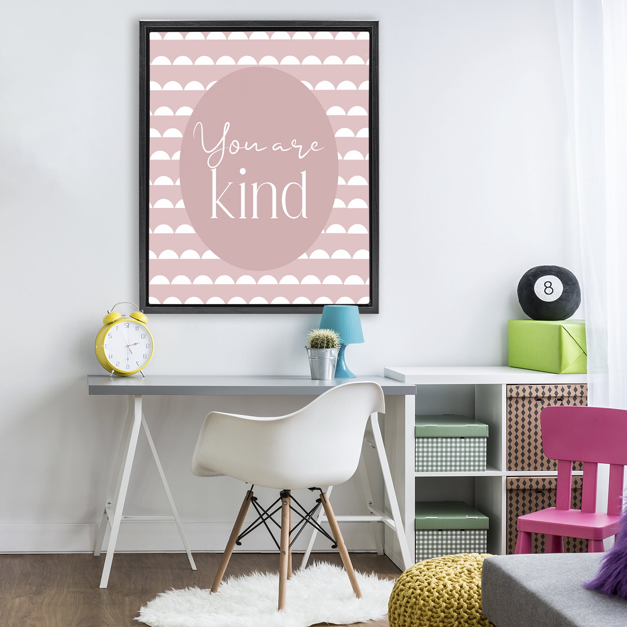 Stupell Industries You Are Kind Blush Pink Black Framed Floater Canvas Wall Art, design by Christine Simpson Art