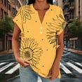 thumbnail image 4 of Summer Oversize Shirts for Womens Fashion Casual Printed V-Neck Loose Short Sleeve Raglan Sleeve Button Top, 4 of 6