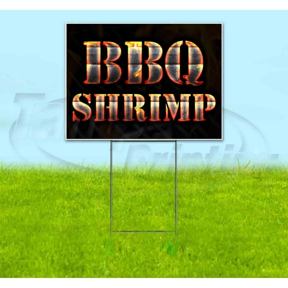 Bbq Shrimp (18" x 24") Yard Sign, Includes Metal Step Stake