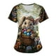 thumbnail image 4 of Pullover Impreso de Pascua de las Mujeres, Nuevo Cuello en V de Manga Corta Casual Top para Uso Diario Y de Fiesta, Camiseta de Cuidado de la Moda Elástica, 4 of 5