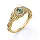 thumbnail image 4 of JeenMata Anillo Compromiso Art Déco 0,58 ct Ágata Verde Musgo Corte Redondo y Halo Milgrain Moissanita en Baño Oro Amarillo 18K sobre Plata, 4 of 6