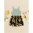 thumbnail image 4 of Bagilaanoe Toddler Baby Girl Jumpsuit Shorts Sleeveless Sunflower Print Romper Overalls 12M 18M 24M 3T 4T 5T Kids Short Pants Summer Clothes, 4 of 7