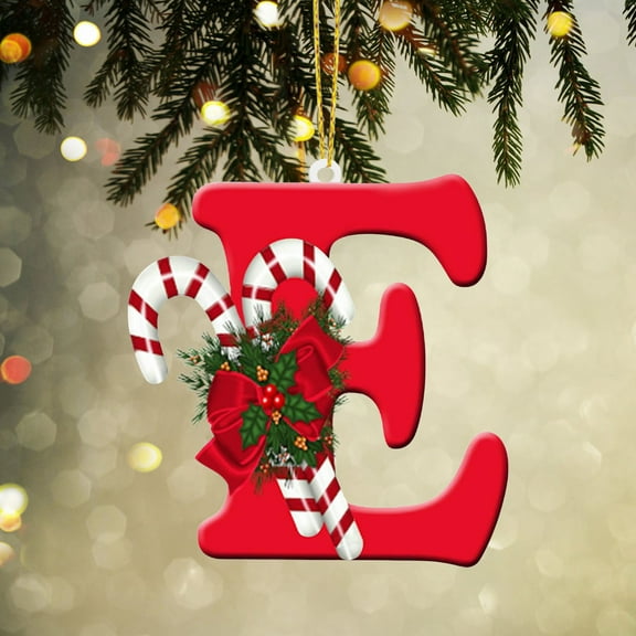 JeashCHAT 26 Initial Letter Christmas Ornaments, Christmas Tree Decoration Hanging Pendant, 4 inch Red Personalized Christmas Initial Ornaments, Christmas Decorations Customized Xmas Gifts for Kids
