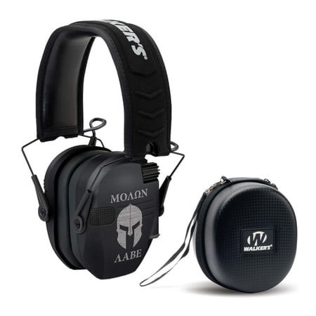 Walker's Razor Omnidirectional Microphones and Foldable Ear Muffs (Molon) Bundle with Shooting Hearing Protection Black Case (2 Items)