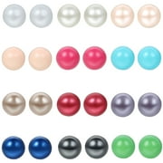 OIDEA 24pcs Stainless Steel Colorful Simulated Pearl Round Ball Stud Earrings Set