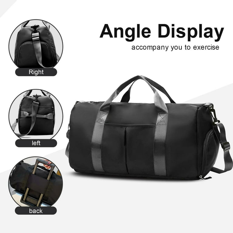 Gym Bag for Men Women, Small Fitness Workout Sports Duffle Bag with Wet  Pocket & Shoes Compartment, Water Resistant Overnight Weekender Duffel Bag  in Light Black