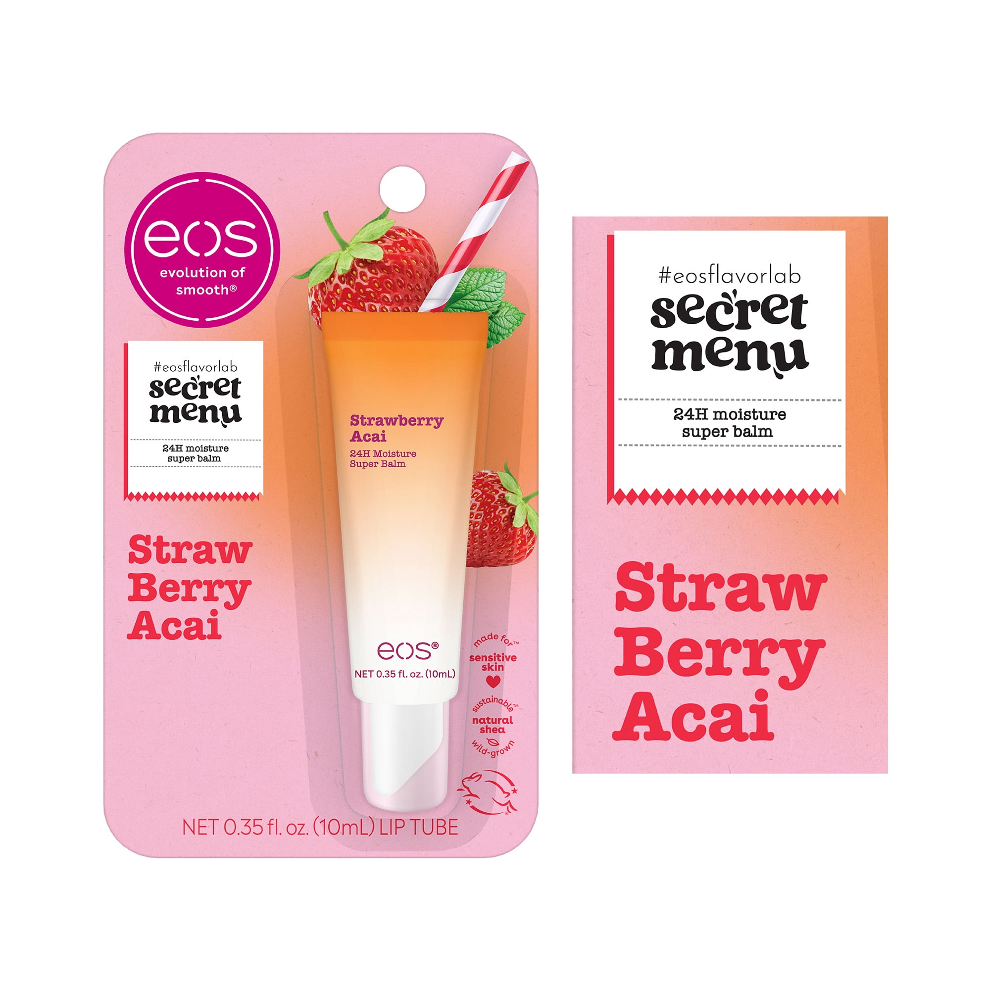 eos 24H Moisture Super Balm, Strawberry Acai, Limited-Edition Lip Sleeping Mask, 0.35 fl oz, 1 Pack