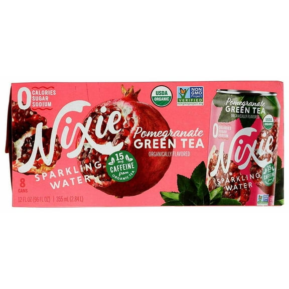 Nixie Sparkling Water, Green Tea Pomegranate Organic, 12 Ounces - Pack Of 1