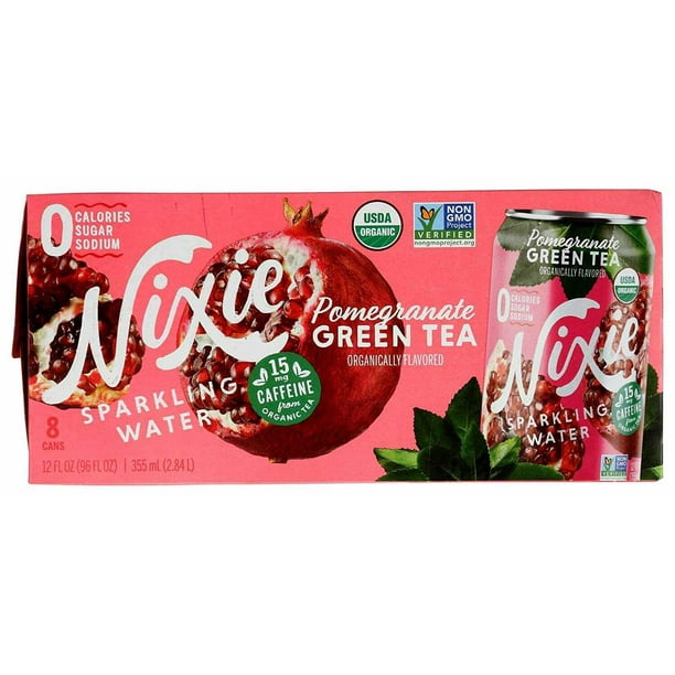 Nixie Sparkling Water, Green Tea Pomegranate Organic, 12 Ounces Pack Of 1