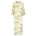 thumbnail image 5 of Puntoco Traje De Pantalón Y top De Cuello Redondo De Manga Larga Con Estampado De Rayas Informal De Verano Para Mujer Amarillo M, 5 of 5