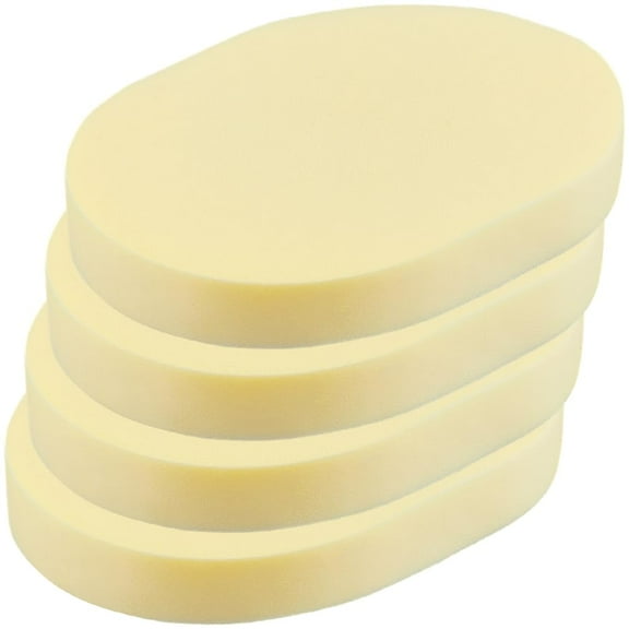 4Pcs Women Face Washing Sponges Reusable Facial Wash Pads Remover Wet Puff Oval Cleansing Sponge Champagne Yellow Make Up Sponges for Foundation Cleansing Gentle Exfoliating Removal