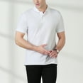thumbnail image 4 of Yufatyle Men Cotton Short Sleeve Turndown collar Button Mens T Shirts White XXL, 4 of 9
